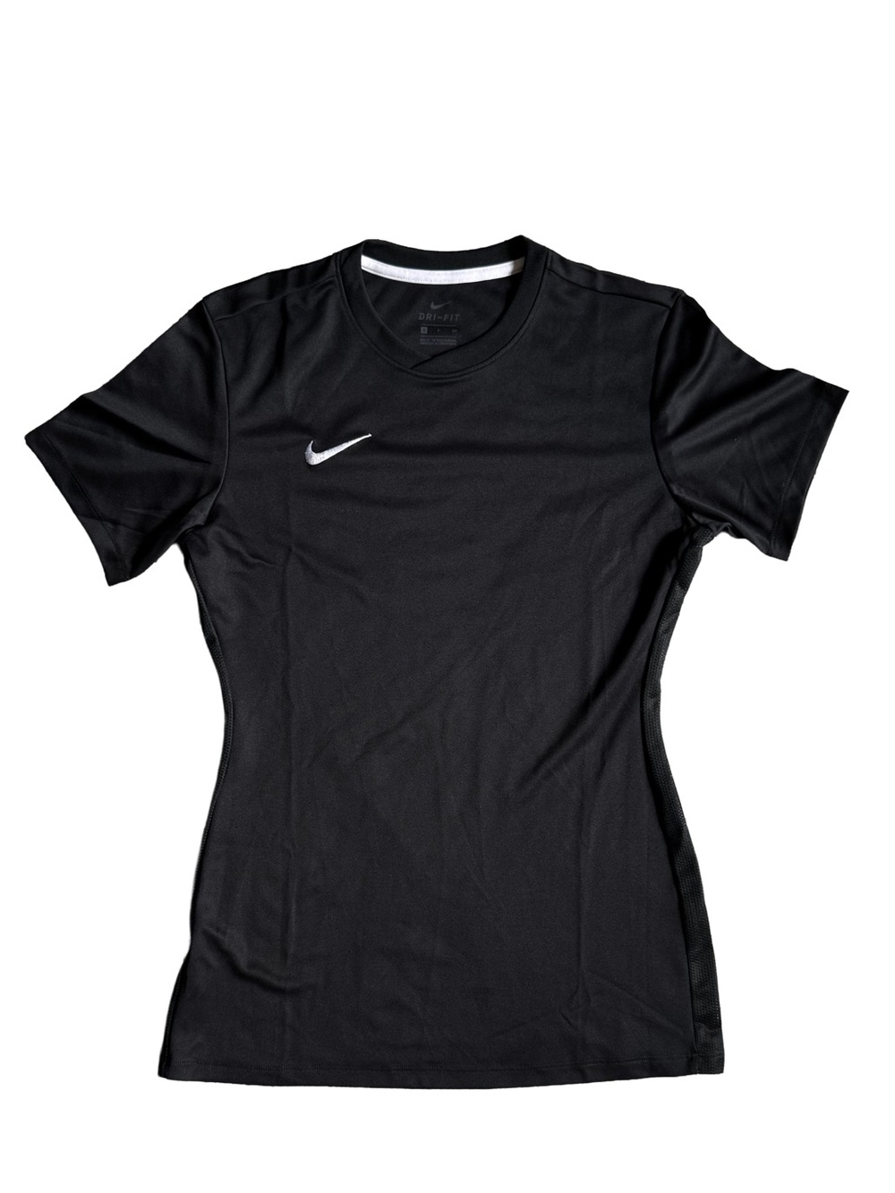 Nike Women’s Black Short Sleeve Dri-FIT Training Tee with White Swoosh